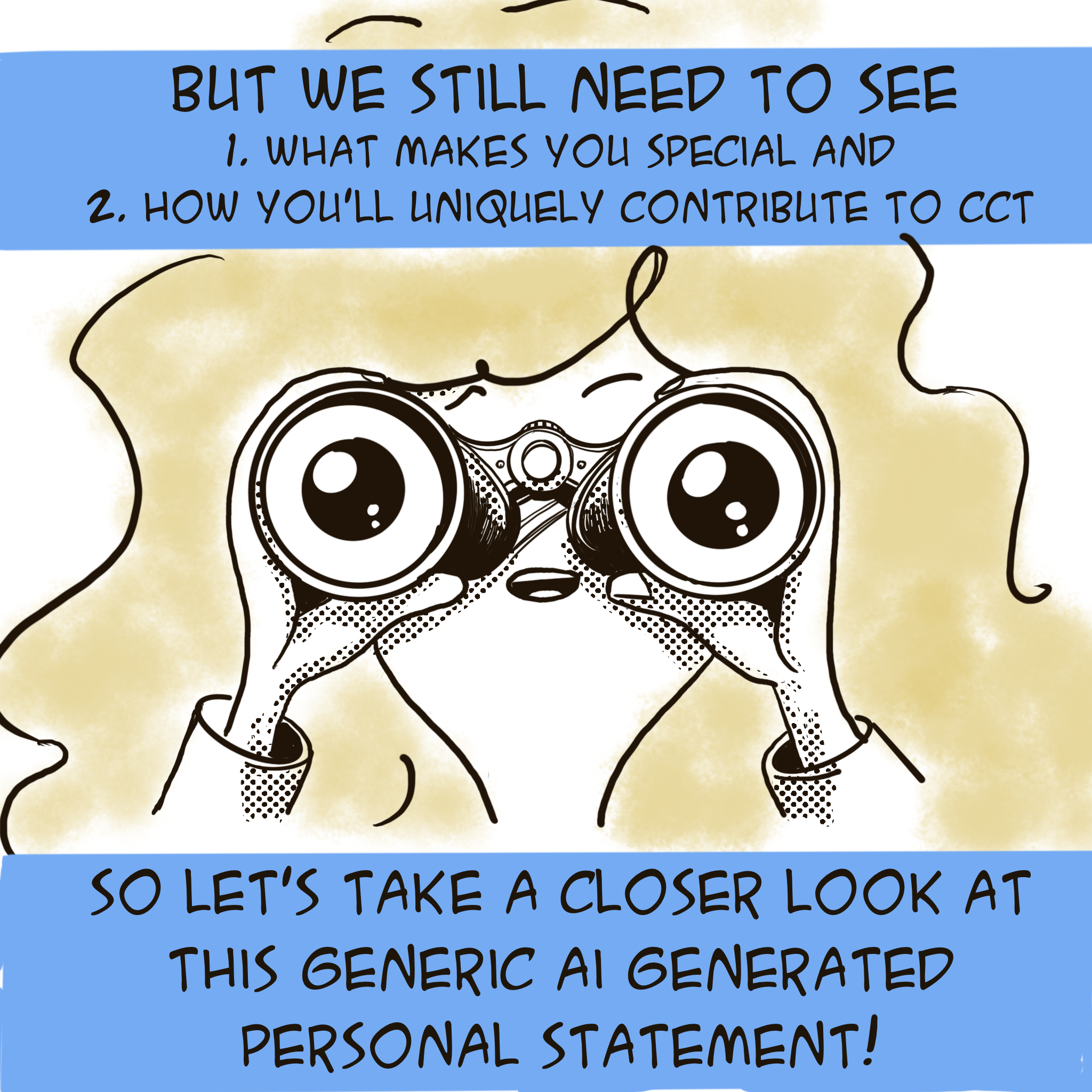 Panel 3 of Dr. Jones' admissions cartoon.